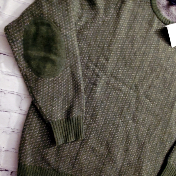 Lands End Mens Vintage Green Beige Heavy Wool Blend Sweater XL NWOT - Picture 3 of 5